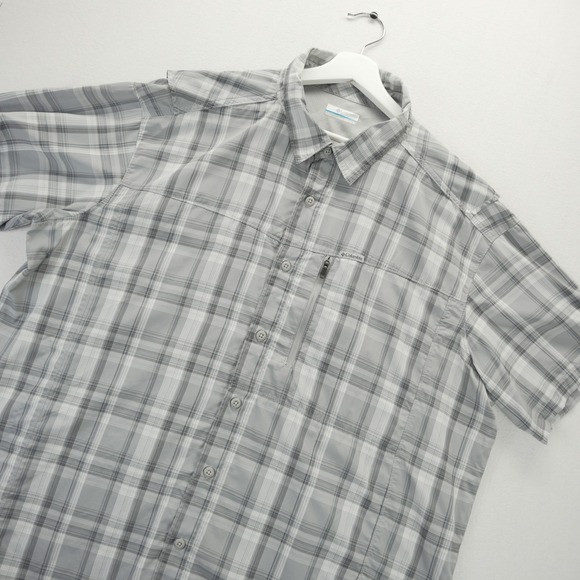 Columbia Other - Columbia PFG Omni-Shade Mens XXL Grey‎ Plaid Vented Short Sleeve Fishing Shirt
